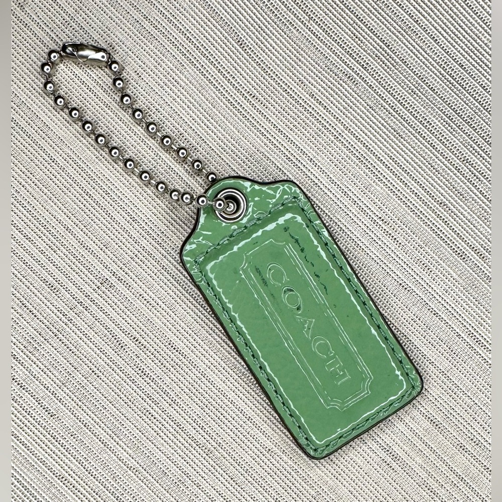 Coach Two-Toned Green & Blue Patent Leather Hang Tag / Keychain Fob / Bag Charm